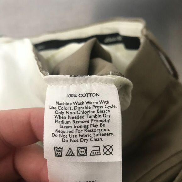 Eddie Bauer Wrinkle Resistant Classic Fit Pants Mens 34 Khaki Tan Cotton Pleated - Picture 8 of 9